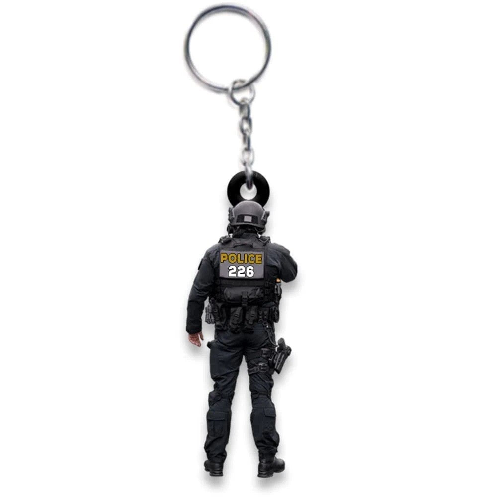 Wholesale Acrylic Flat Police Keychain